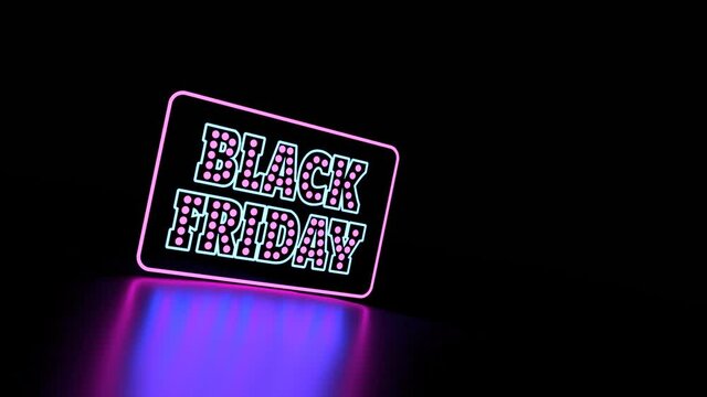 Black Friday lettering. Neon shine thin line text