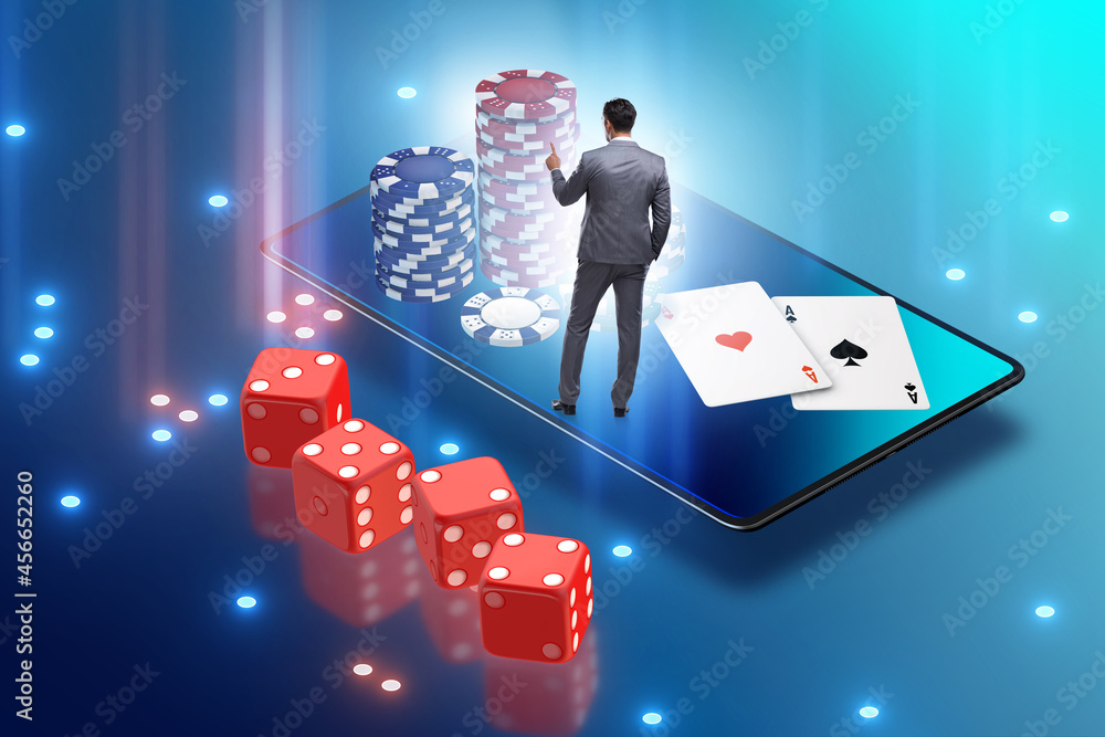 Wall mural businessman in online casino concept