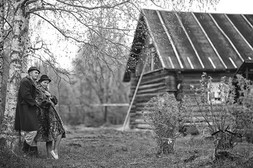 vintage couple in love village black and white french retro style man and woman