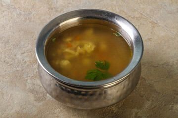 Tasty chicken soup with carrot