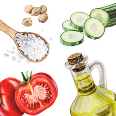 Watercolor Salad Recipe Illustration