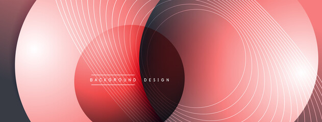 Gradient circles with shadows. Vector techno abstract background. Modern overlapping forms wallpaper background, design template