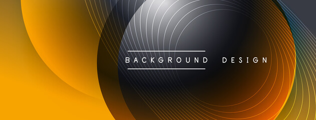 Gradient circles with shadows. Vector techno abstract background. Modern overlapping forms wallpaper background, design template