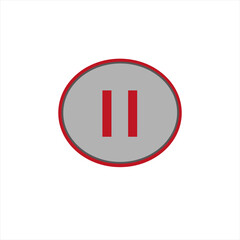 Gray pause button on a white background. Vector illustration.