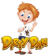 Dirty Dan logo text design with dirty boy