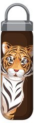 A brown thermos bottle with tiger pattern - obrazy, fototapety, plakaty