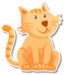 A sticker template of cat cartoon character