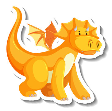 Cute yellow dragon cartoon character sticker