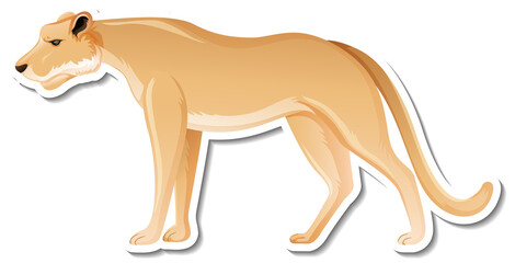 A sticker template of lion cartoon character