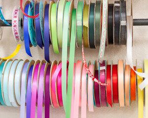 colorful ribbons on hangers