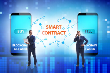 Businessman using mobile smartphones in smart contracts