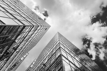 Fototapeta premium Exterior of office building. Modern building abstract background pattern