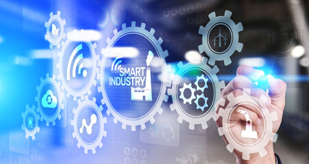 Smart industry 4.0, automation and optimisation concept on virtual. Business and modern technology concept.