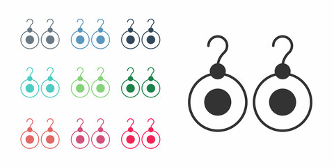 Black Earrings icon isolated on white background. Jewelry accessories. Set icons colorful. Vector