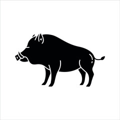 Wild Boar Vector Illustration, solid icon