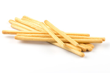 bread sticks on white background