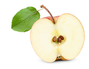 one half of apple on white isolated background