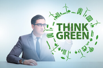 Think green ecological concept with businessman