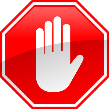 Red stop sign isolated on a white background. Vector Stop hand sign