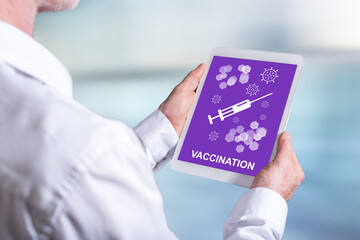Vaccination concept on a tablet