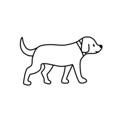 Dog icon pet vector illustration, isolated on white. The shepherd dog logo is in full growth