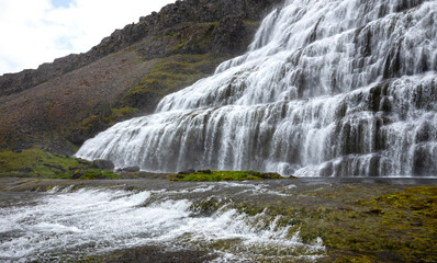 Dynjandi closeup; this waterfall is the most famous waterfall of the West Fjords, Iceland