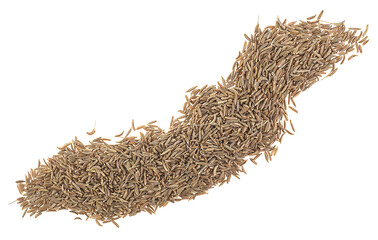 Organic cumin or caraway seeds isolated on a white background, top view.
