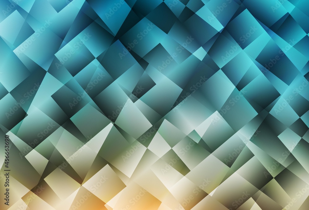 Poster light blue, yellow vector background with rectangles.