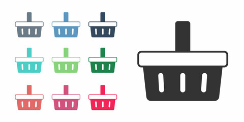 Black Shopping basket icon isolated on white background. Online buying concept. Delivery service sign. Shopping cart symbol. Set icons colorful. Vector