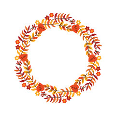 Round frame of autumn leaves