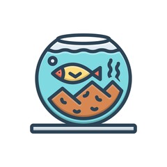 Color illustration icon for aquarium