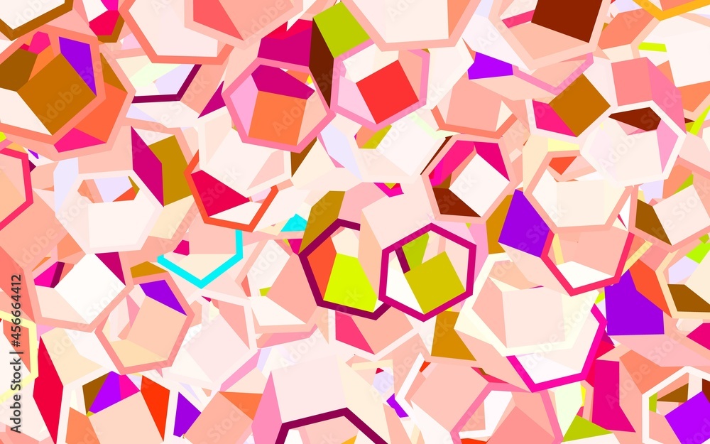 Poster light multicolor vector backdrop with hexagons.
