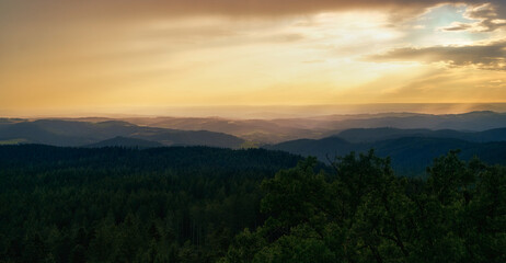 Fototapeta na wymiar Mountain evening landscape. Panoramic shot.