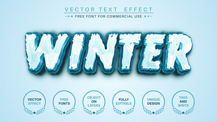 Winter - Editable Text Effect, Font Style - obrazy, fototapety, plakaty