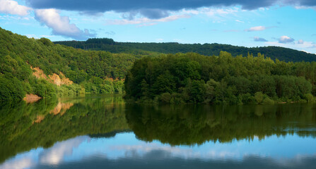 Eifel National Park. Lake, island, natural landscape.