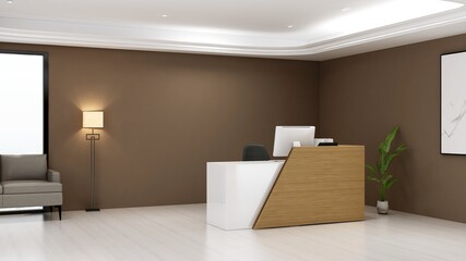 blank office wall in receptionist room for company logo mockup