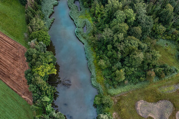 Naklejka na ściany i meble aerial view of a river landscape 