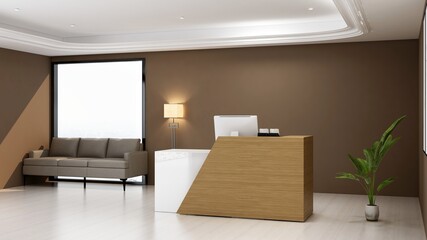 blank office wall in receptionist room for company logo mockup