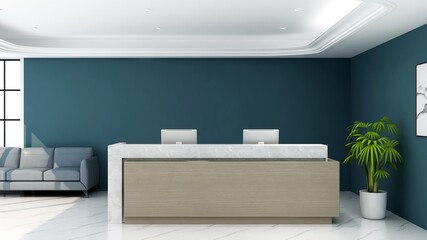 blank office wall in receptionist room for company logo mockup