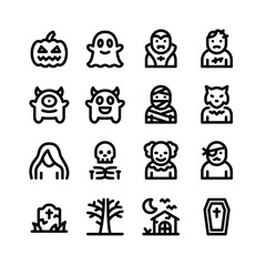 Simple Set of Halloween Related Vector Line Icons. Contains Icons as Pumpkin, Ghost, Vampire and more.