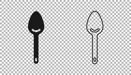 Black Spoon icon isolated on transparent background. Cooking utensil. Cutlery sign. Vector