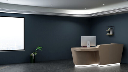 blank office wall in receptionist room for company logo mockup