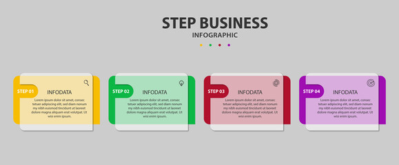 Presentation step business infographic template with 4 options