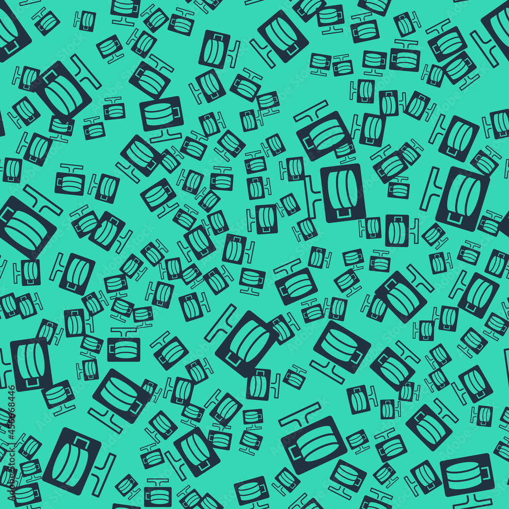 Poster black cloud database icon isolated seamless pattern on green background. cloud computing concept. di