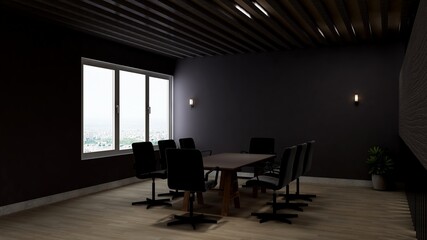 a blank wall in luxury office meeting room 3d render interior design