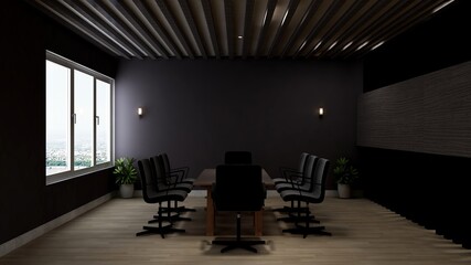 a blank wall in luxury office meeting room 3d render interior design
