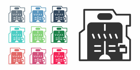 Black Futuristic sliding doors icon isolated on white background. Set icons colorful. Vector