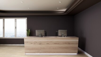 blank office wall in receptionist room for company logo mockup