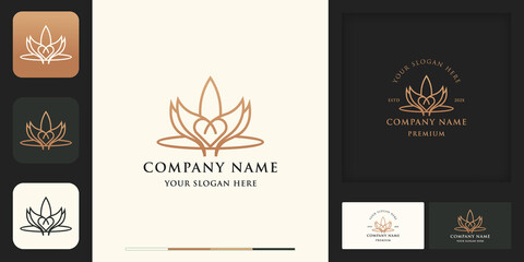 Fototapeta na wymiar nature leaf with love inspiration logo design and business card