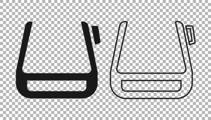 Black Smart glasses mounted on spectacles icon isolated on transparent background. Wearable electronics smart glasses with camera and display. Vector